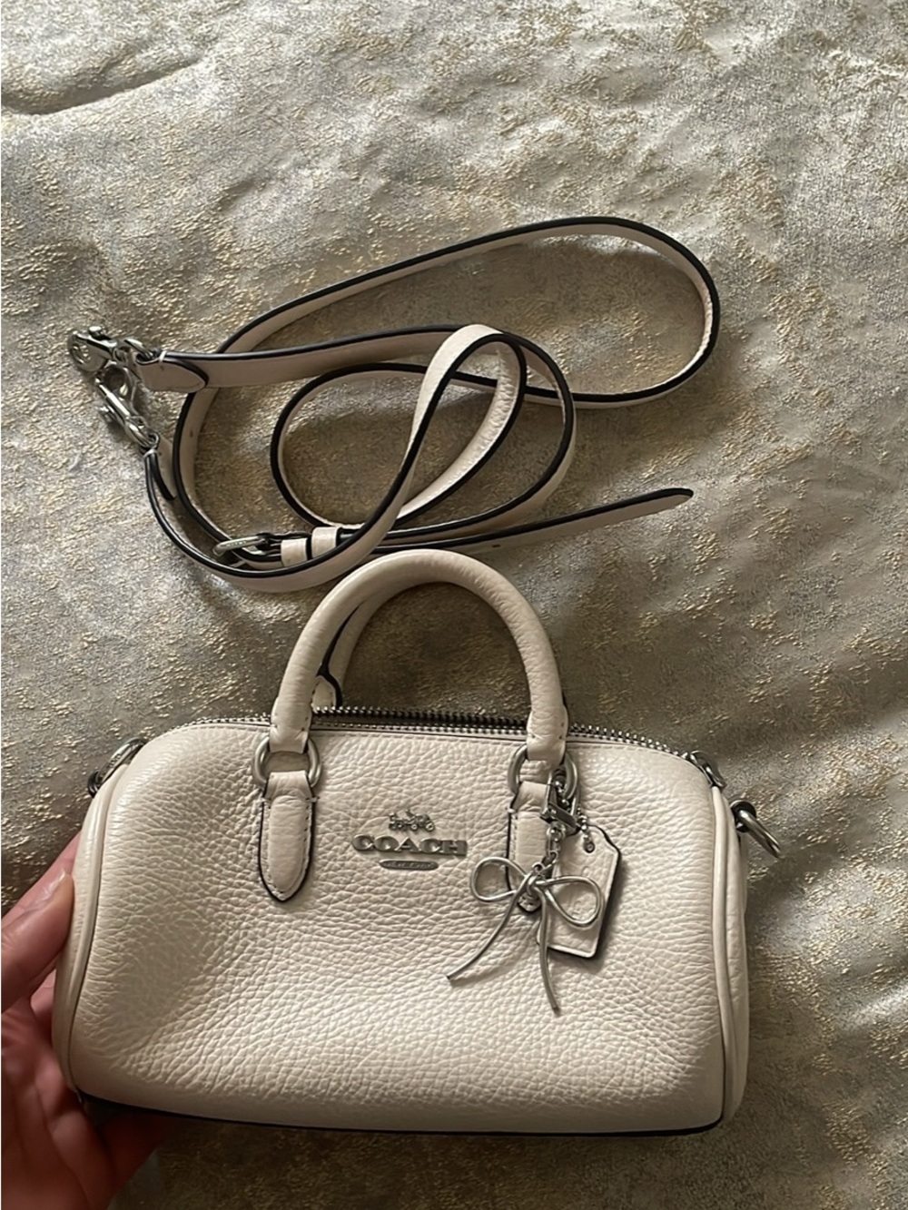 Coach Chalk Pebbled Leather Mini Crossbody Satchel